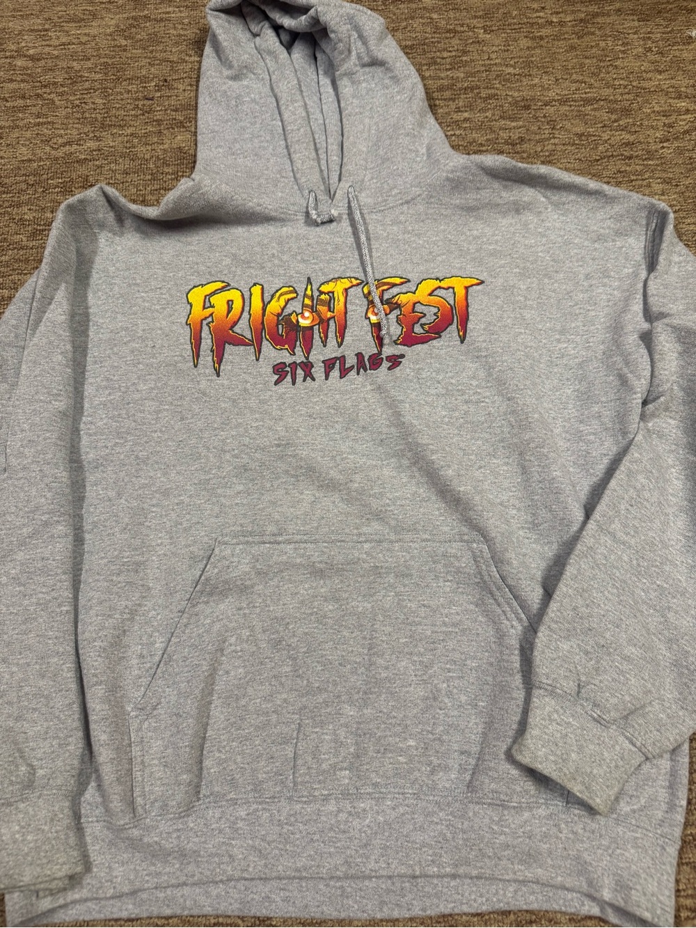 Six Flags Fright Fest Gray Hoodie L